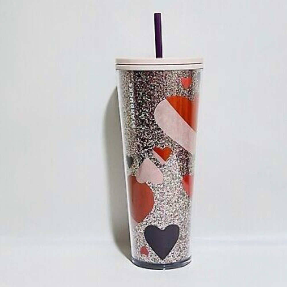 STARBUCKS Hearts Red PINK Tumbler